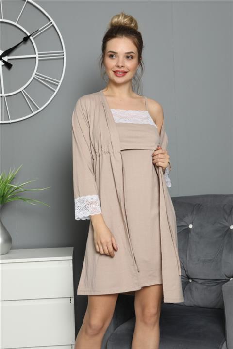 JENİKA Kadın Lohusa Sabahlıklı Takım 2li