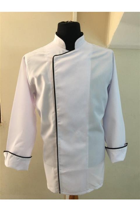 ADALILAR İŞ ELBİSELERİ Aşçı-mutfak-restorant-ceketi (SİYAH BİYELİ)