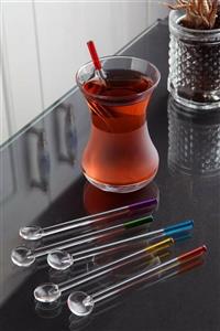Pink Cat Kitchen Cam Renkli Çay Kaşığı 6'lı Set