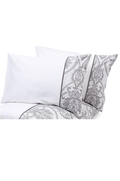 makiteks 100% Pamuk 2 Adet Biyeli 50x70 Yastık Kılıfı Seti , Desen Agora