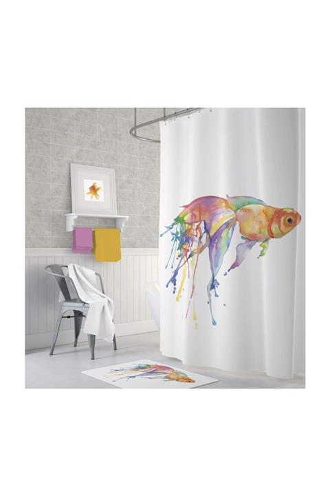 Zethome Tropik Goldfish Banyo Duş Perdesi Tek Kanat 1x180x200