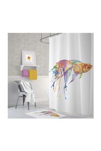 Zethome Tropik Goldfish Banyo Duş Perdesi Tek Kanat 1x180x200