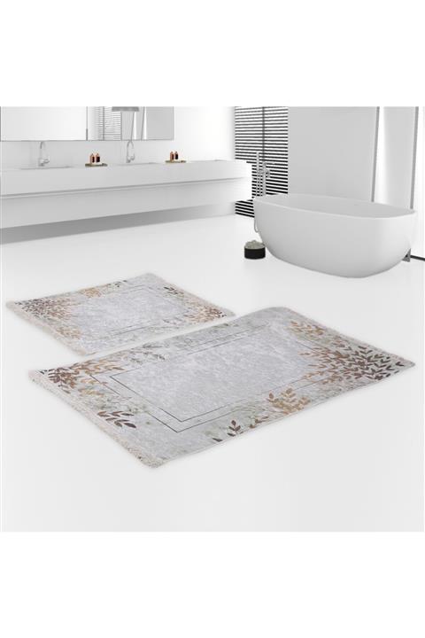 Bonny Home Olivie Djt 2li Püsküllü Banyo Paspası Seti Kaymaz Tabanlı Saçaklı Klozet Takımı