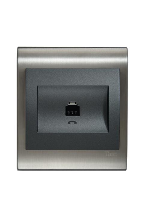 VİKO Thea Blu Tekli Numeris Telefon Prizi/tüm Renkler - Inox Mat - Füme