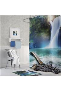 Tropik Zethome Tropik Waterfall Banyo Duş Perdesi Tek Kanat 1x180x200