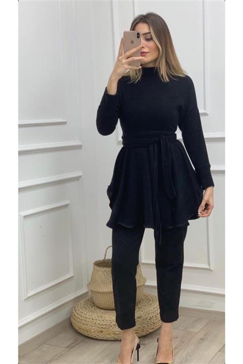 damlashopping Uzun Kollu Dalga Detaylı Bluz