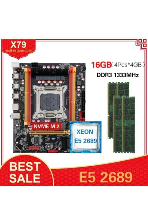 Intel X79 Anakart Xeon E5 2689 C2 Ilemci 16 Cekirdek+ Ddr3 Ram 16 Gb Sunucu Set