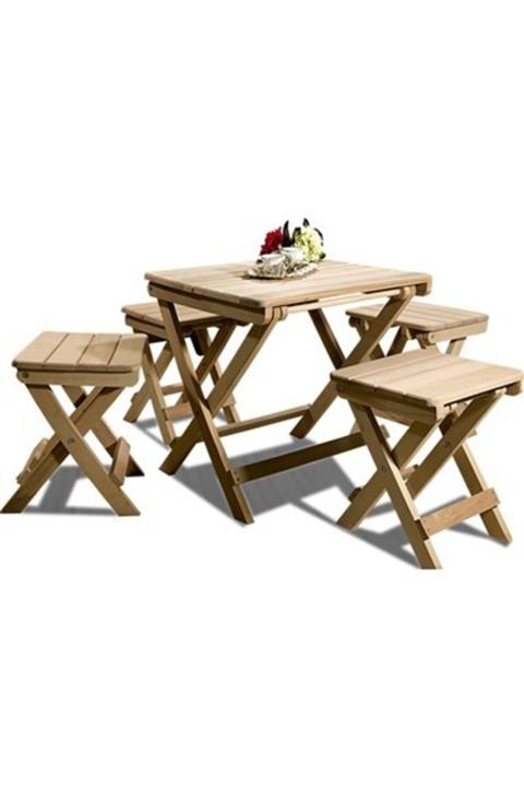 UZUNSAN Açılır Kapanır Masa Ve 4 Tabure