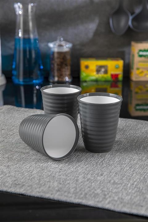 Doreline 3 Adet Gri Vera Plastik Su, Meşrubat, Piknik Bardağı 0,35 Lt - Ø8,5