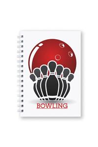 Mespho Bowling Topu Ve Labutlar A5 Ebat Spiralli Sert Kapak Defter (14,8 x 21 cm.)