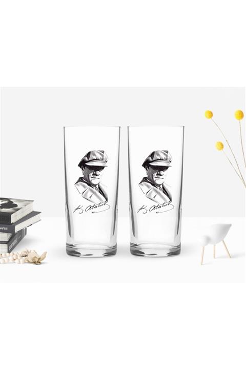 BK Home Renkli Baskılı Atatürk Temalı Ikili Rakı Bardağı Seti-17