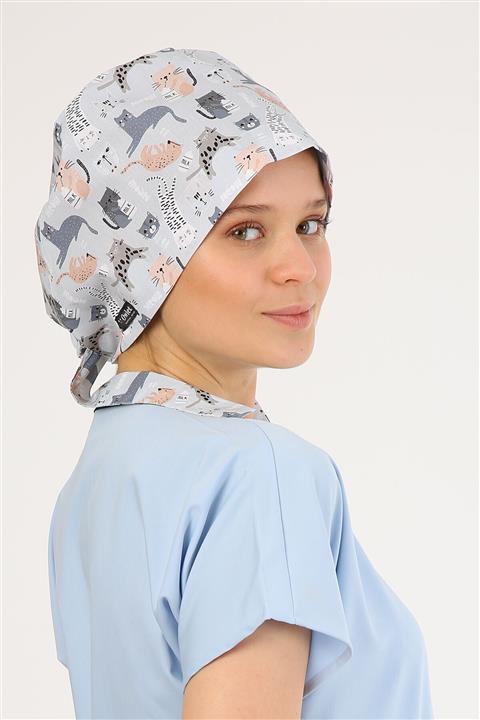 Owlet Medikal Kedicik Desenli Cerrahi Tesettür Bone