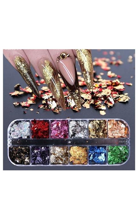 alaraycosmetics Nail Art Dizayn Kırık Folyo Süsleme Set