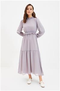 Trendyol Modest Antrasit Dik Yaka Astarlı Elbise TCTAW22EB0064