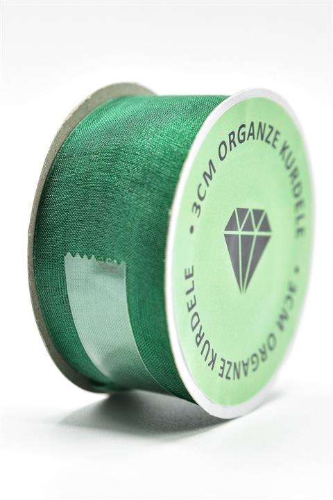 E Elmas Zümrüt Yeşili Organze Kurdele (3cm-20m)