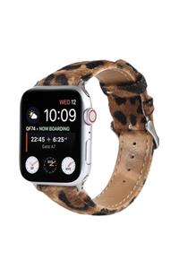 UMD Apple Watch Uyumlu 42/44/45 Mm Leopar Kumaş Loop Kordon