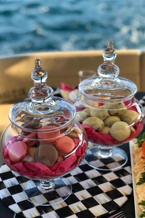 PİNK DESİGN Kitchen Ayaklı Kapaklı Cam Kurabiyelik/ Şekerlik 29cm 4 Parça