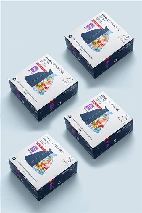 SEKİZ AMBALAJ Çek-al Çöp Torbası Battal Boy Ekstra Güçlü 4 Kutu * 10'lu = 40 Adet