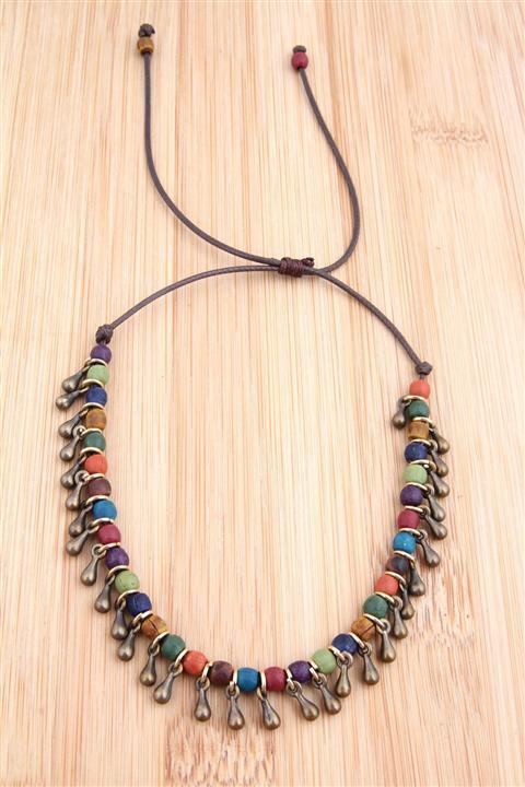 Pelin Aksesuar Renkli Boncuklu Sallantılı Halhal