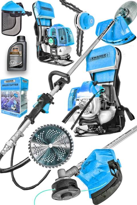 Swazer Profesyonel Gtx-530-b Sırt Tipi Benzinli Motorlu Tırpan + Canavar Başlık + 40 Diş Testere