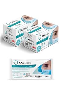 Kavmask Maske 3 Katlı Meltblown'lu|tek Tek Steril Paketli | 2x50 100 Adet(Mavi)