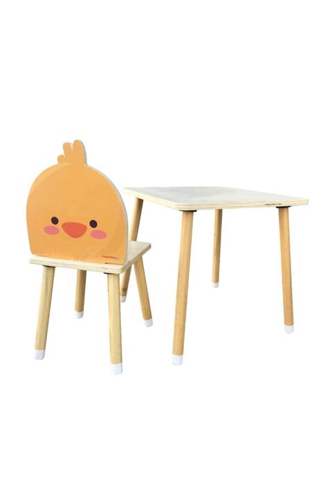 odunconcept Doğal Ahşap Çocuk Aktivite Masa Ve Sandalye Takımı - Civciv
