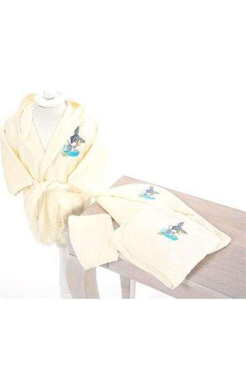 Özdilek Lisans Nakışlı Bambu Bebek Seti Bugs Bunny Krem