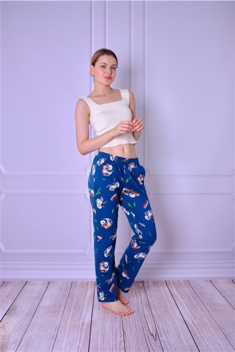 ESPİNA Kadın Indigo Panda Desenli Cepli Pijama Altı