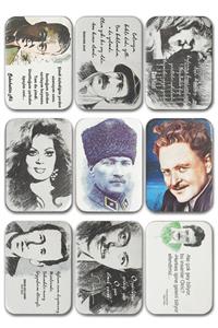 Mia Pera 9' Lu Magnet Seti Atatürk Şairler Serisi Türkan Şoray Nazım Hikmet Can Yücel(4,5 X 6,5 Cm )