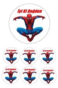 Pasta9 Yenilebilir Pasta Resmi Spidermen Pirinç Kağıdından 6-8-10 Kişilik Pastaya Uygun 16 cm