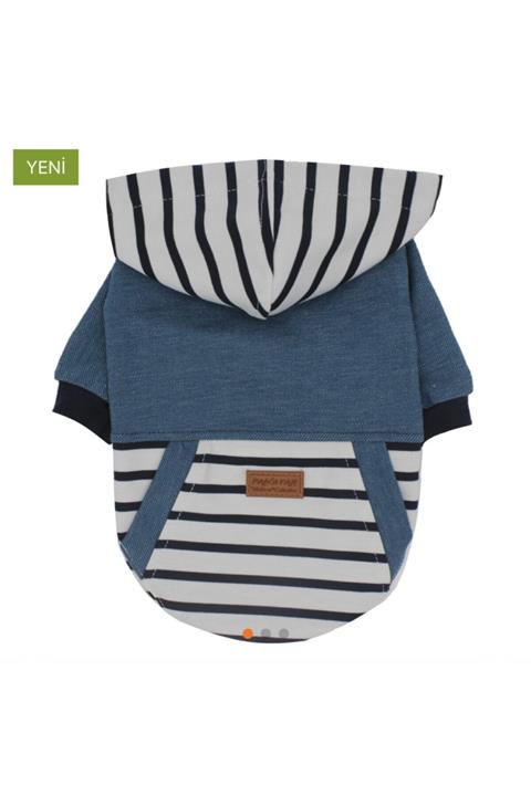 Pawstar Köpek Kıyafeti Mavi Çizgili Hoodie