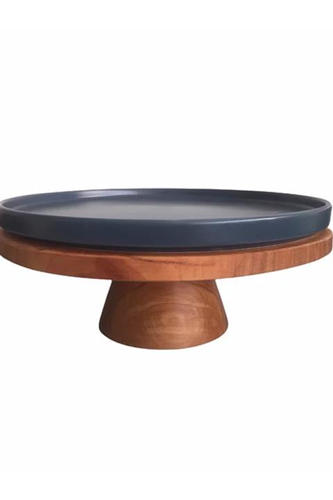 NORDHUS Mavi Ay Ahşap Ayaklı Sunum Tabağı