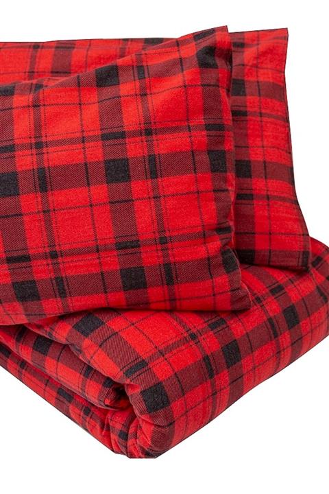 makiteks %100 Pamuk Kışlık Flanel Pazen Dokuma 2’li 50x70 Yastık Kılıfı Seti , Kırmızı Ekose