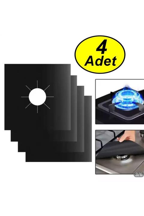 Neler Geldi Neler Ocak Koruyucu Folyo Tezgah Fırın Üstü Temizleme Koruma Matı Siyah Renk 4 Lü Set