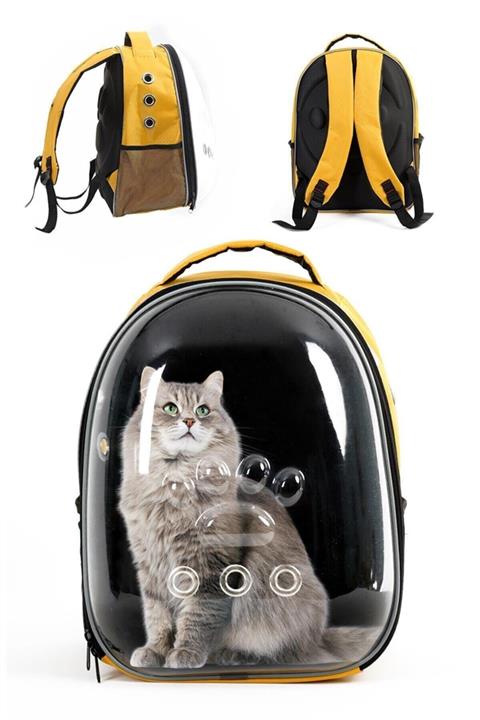 Chepni Kedi Köpek Şeffaf Sırt Taşıma Çantası-sarı