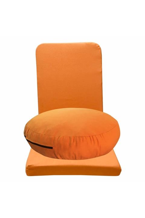 REMEGE Meditasyon Sandalyesi Backjack Destekli Yer Minderi + Meditasyon Minderi Ikili Set