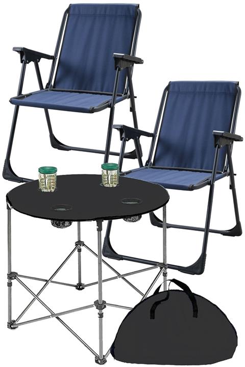 Yekta Home Texstar Kamp Seti Katlanır Piknik Sandalyesi + Bez Masa 2+1 Mavi