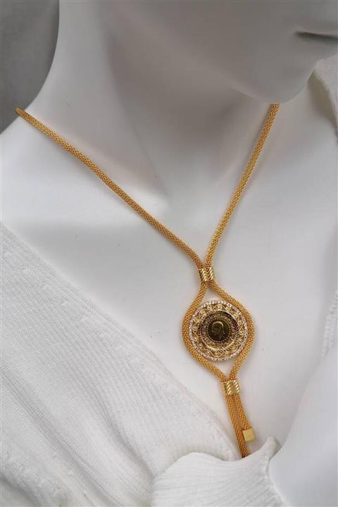 İdeal Sarraf 22 Ayar Çeyrekli Çerçeveli Hasır Kulp Kolye