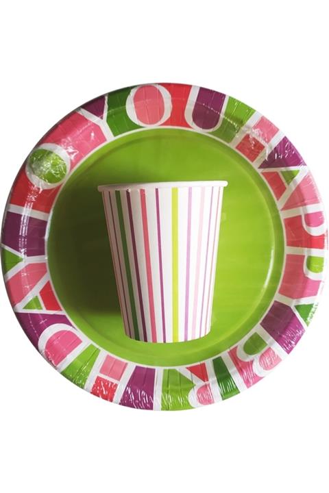 Soobe 24 Kişilik Doğum Günü Parti Karton Bardak Karton Tabak Seti 48 Parça