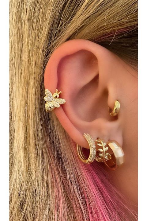 Markiz Takı Kadın Gold Arı Kıkırdak Küpe