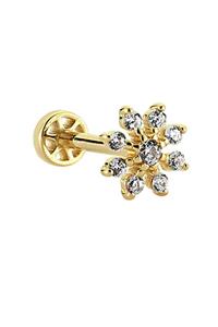 Dianora Piercing Taşlı Çiçek Altın Tragus Piercing