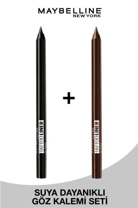 Maybelline New York Tattoo Liner Jel Göz Kalemi - 900 Deep Onyx (siyah) + 911 Smooth Walnut (kahverengi) Ikili Set