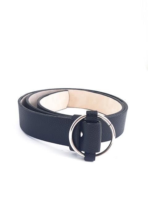 SHAKA Siyah Yuvarlak Toka Kemer Genişlik 3,0cm 0035