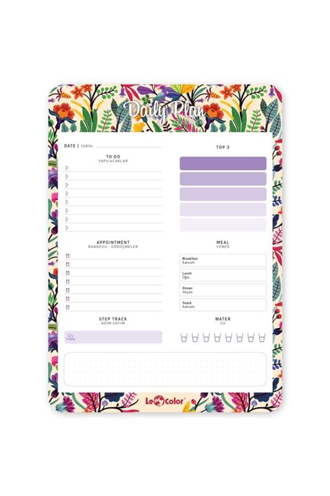 Le Color Çiçek Günlük Planlayıcı Blok Bahçe
