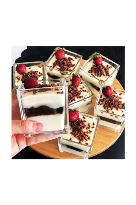 Perotti Beyaz Magnolia Cup Kase Cam Kare 6'lı Paket