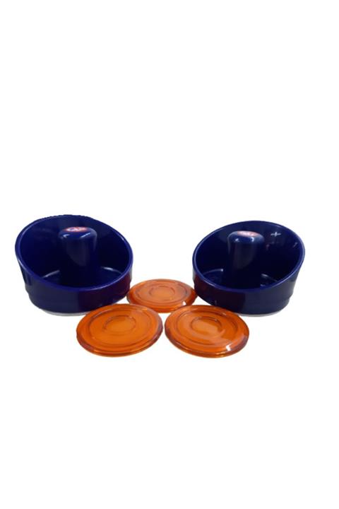 STAR OYUN MAKİNELERİ Mavi Renk Aır Hockey Elcik Ve Turuncu Disk Havalı Hockey Tokacı Ve Diskleri