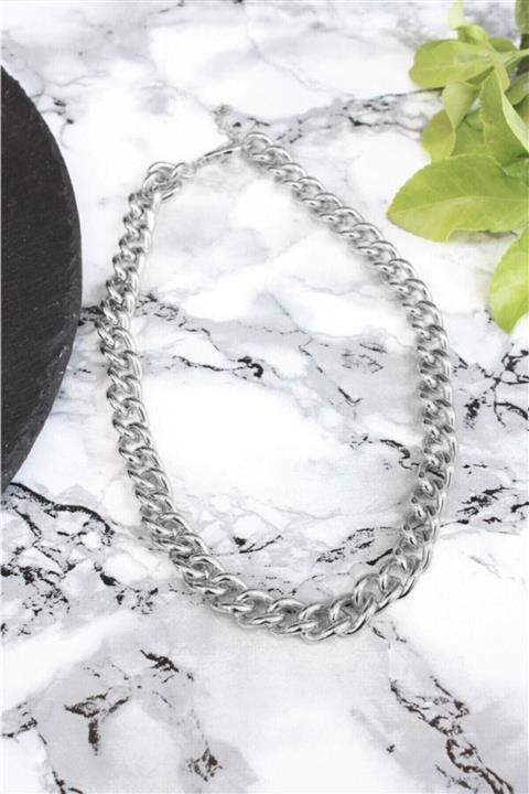 shey butik Kalın Zincir Kolye Gümüş