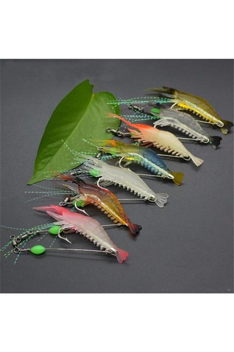 Müstesna Silikon Yapay Fosforlu Karides Sahte Yem Set 7'Li