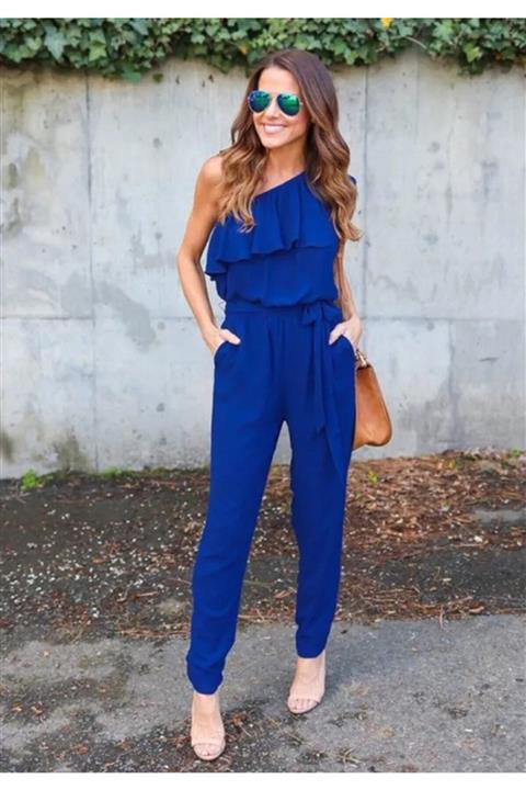 ELBİSENN Kadın Tek Omuz Dekolteli Tasarım Tulum