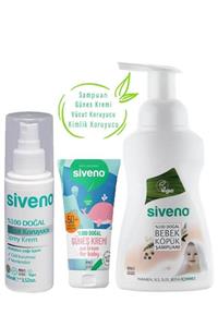 Siveno Doğal Set - Vücut Koruyucu Krem 1 Adet 100ml Bebek Güneş Kremi 50 Spf Bebek Köpük Şampuan